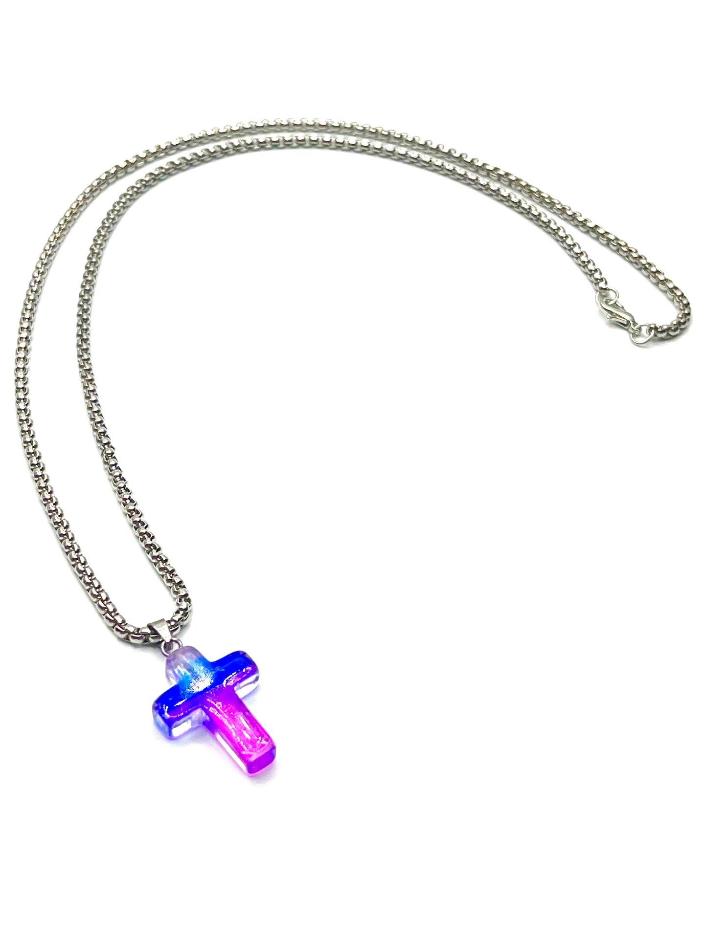 Stone Cross Rolo Chain  Necklace