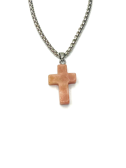 Stone Cross Rolo Chain  Necklace